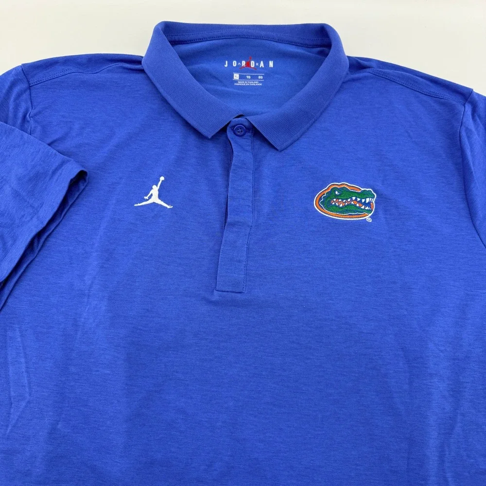 Jordan Florida Gators Dri-FIT Short Sleeve Polo Shirt Jumpman Logo Mens XL Blue